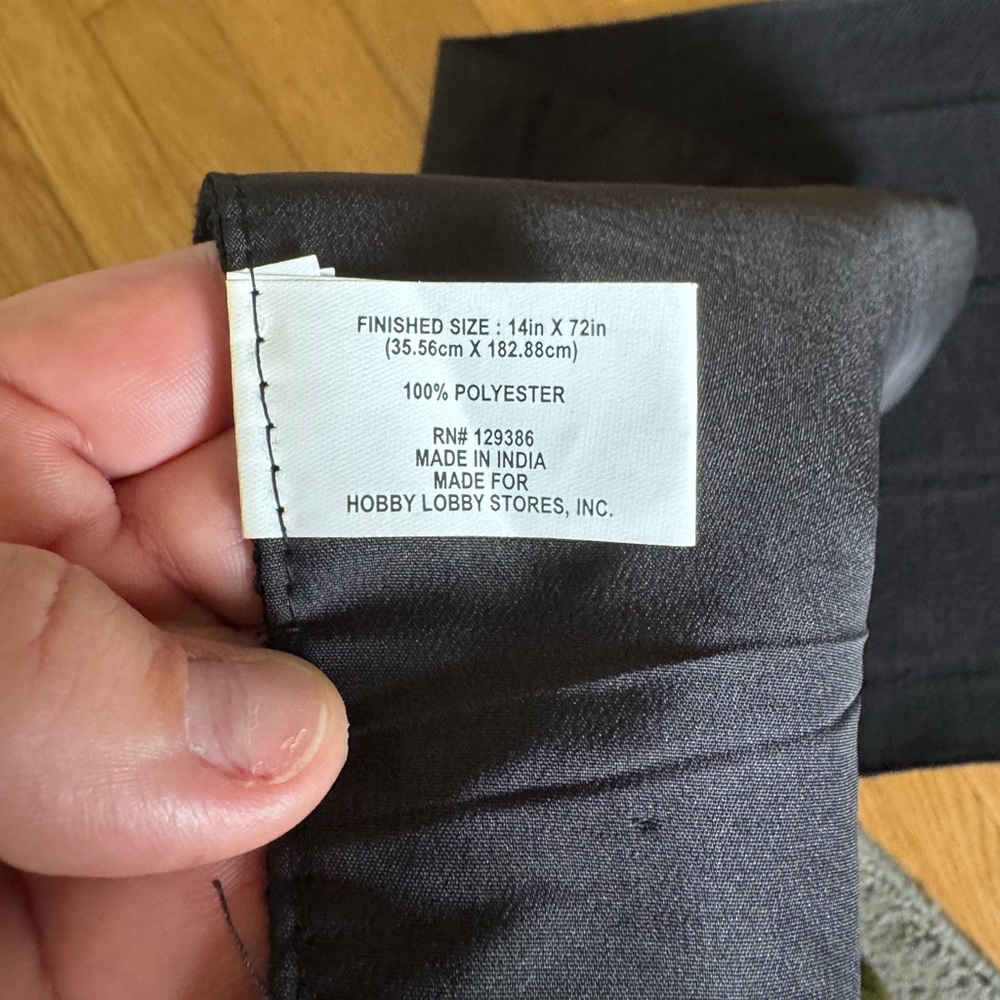 Solid Black Table Runner - Picture 2 of 2